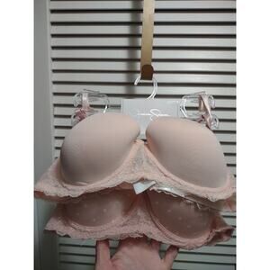 Jessica Simpson Bra 2 pack Size 36C Pink hearts Padded Underwire convertible NWT